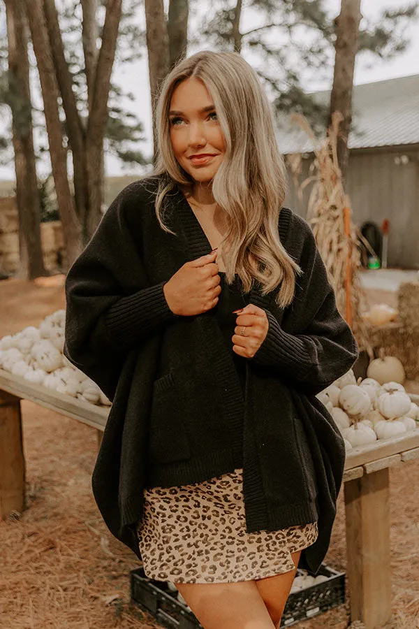 Cuddle Charm Oversized Knit Cardigan in Black sold by Impressions