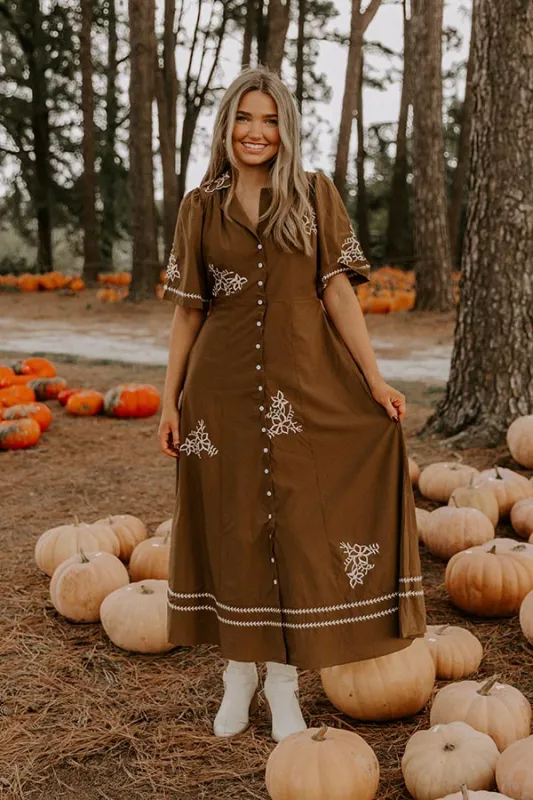 Autumn in Soho Embroidered Midi Dress sold by Impressions