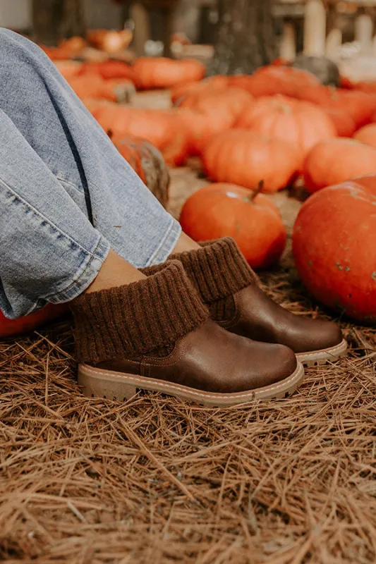 Quiver Faux Leather Bootie in Chestnut sold by Impressions