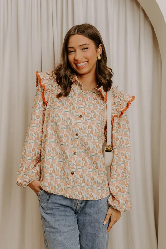 Sunday Embrace Floral Corduroy Button Up Top sold by Impressions