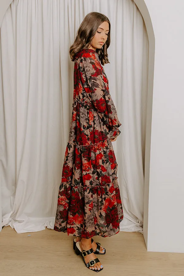 Oak Grove Tiered Floral Midi Dress in Mocha sold by Impressions product image thumbnail 4