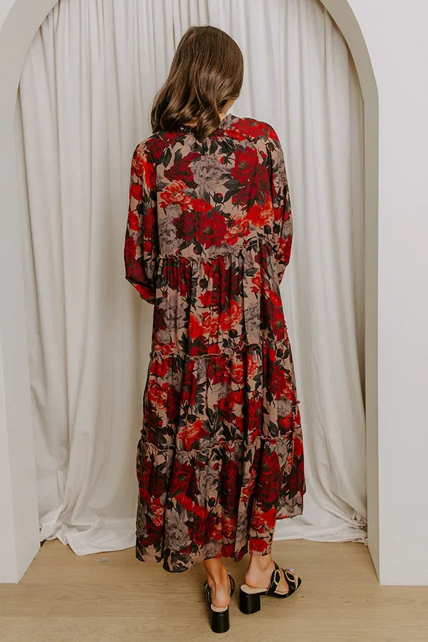 Oak Grove Tiered Floral Midi Dress in Mocha sold by Impressions product image thumbnail 5