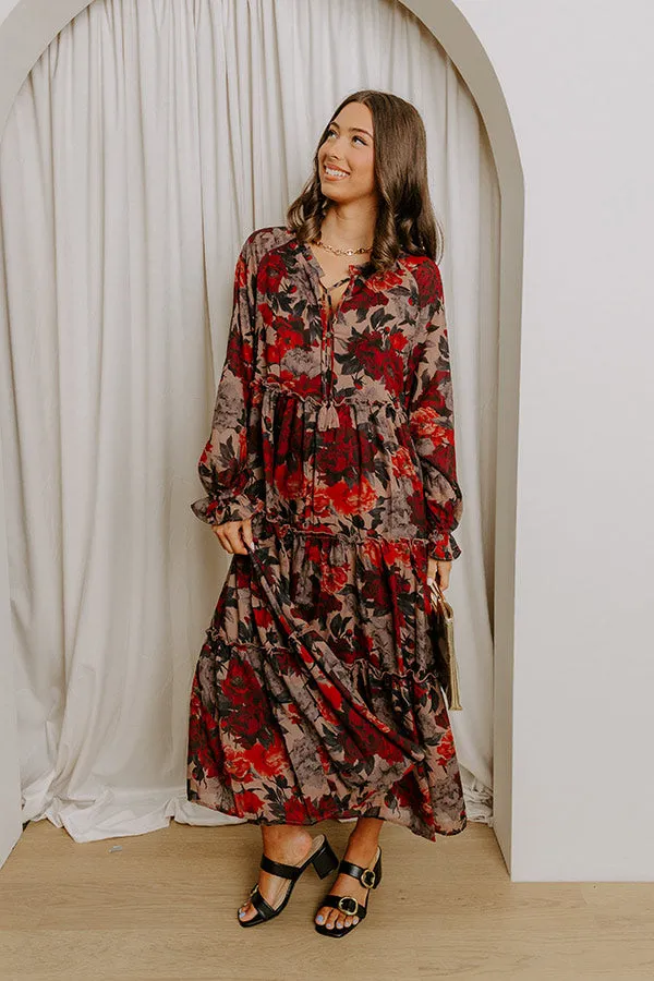 Oak Grove Tiered Floral Midi Dress in Mocha sold by Impressions product image thumbnail 2
