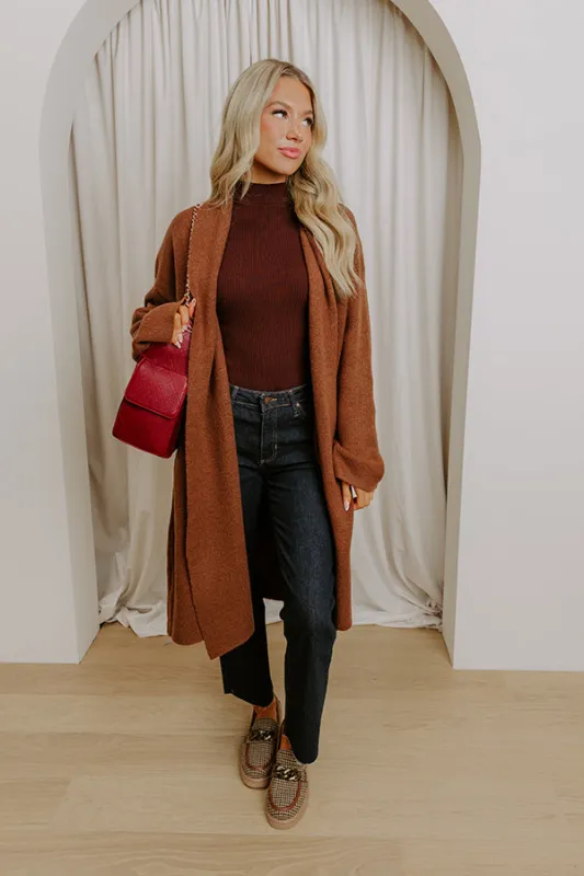 Endless Cuddles Knit Duster Cardigan in Chocolate sold by Impressions