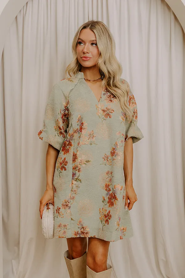 Champagne Whisper Floral Jacquard Mini Dress sold by Impressions