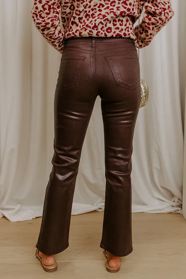 Just USA Aaliyah High Waist Coated Slim Crop Jean in Chestnut sold by Impressions product image thumbnail 4