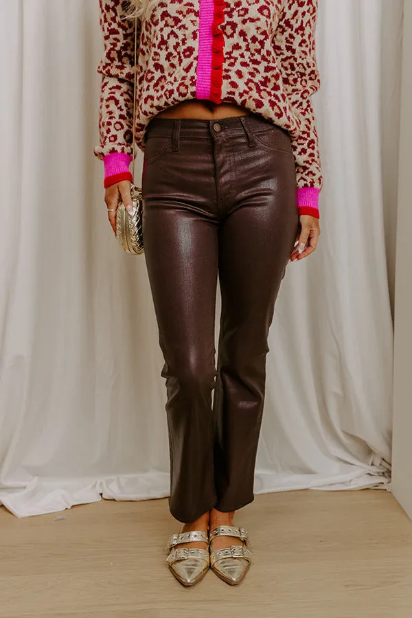 Just USA Aaliyah High Waist Coated Slim Crop Jean in Chestnut sold by Impressions product image thumbnail 5