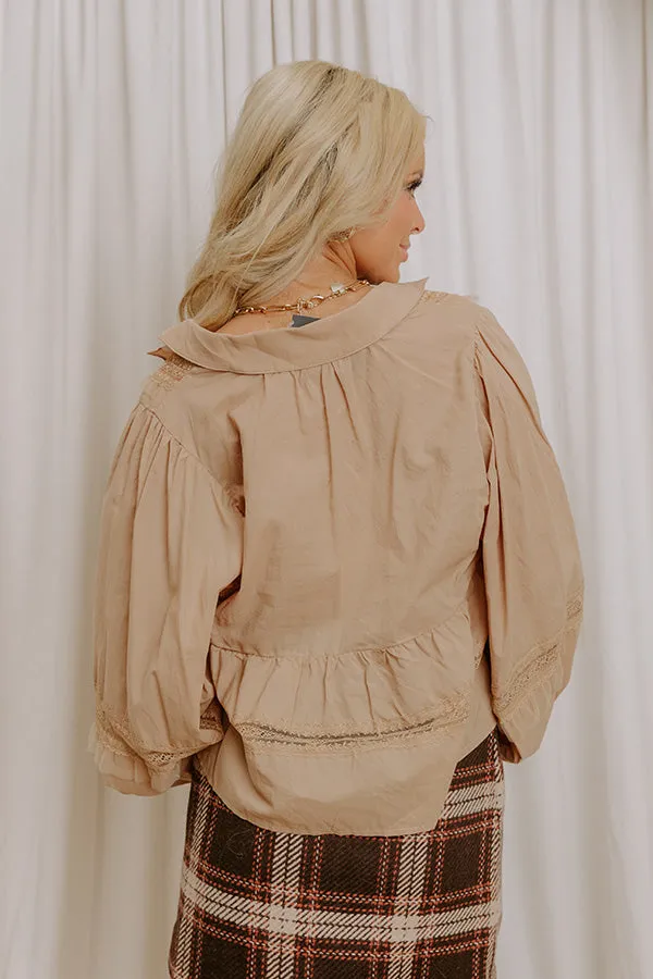 Feeling Lighthearted Lace Top in Iced Latte sold by Impressions product image thumbnail 5