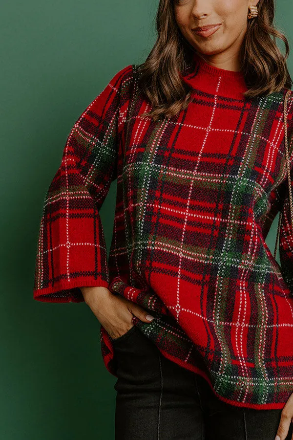 Full Of Cheer Plaid Knit Sweater in Red sold by Impressions product image thumbnail 4