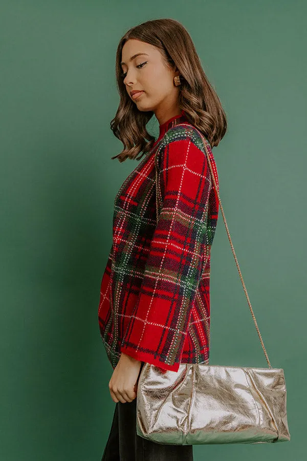 Full Of Cheer Plaid Knit Sweater in Red sold by Impressions product image thumbnail 5