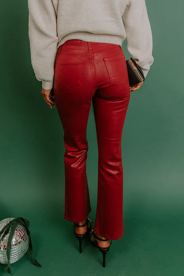 Just USA Aaliyah High Waist Coated Slim Crop Jean in Crimson sold by Impressions product image thumbnail 4