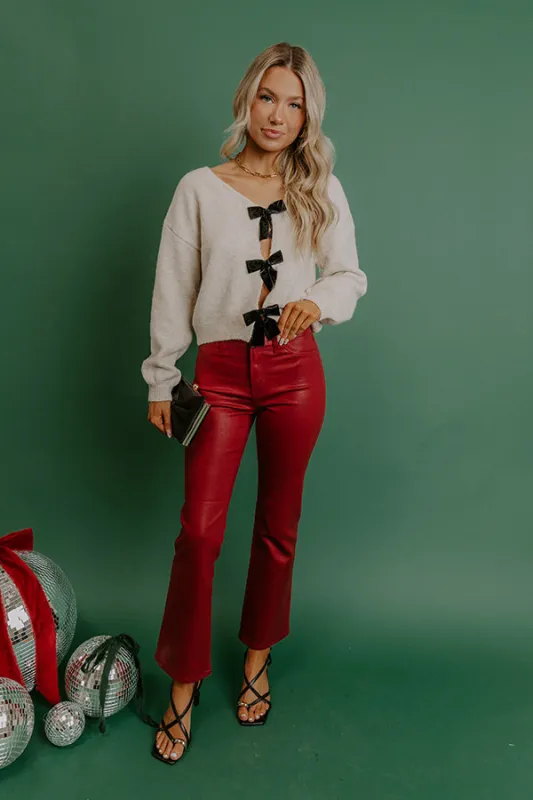 Just USA Aaliyah High Waist Coated Slim Crop Jean in Crimson sold by Impressions