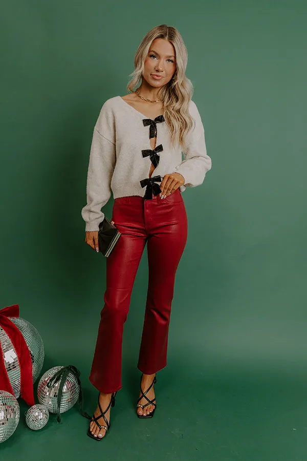 Just USA Aaliyah High Waist Coated Slim Crop Jean in Crimson sold by Impressions