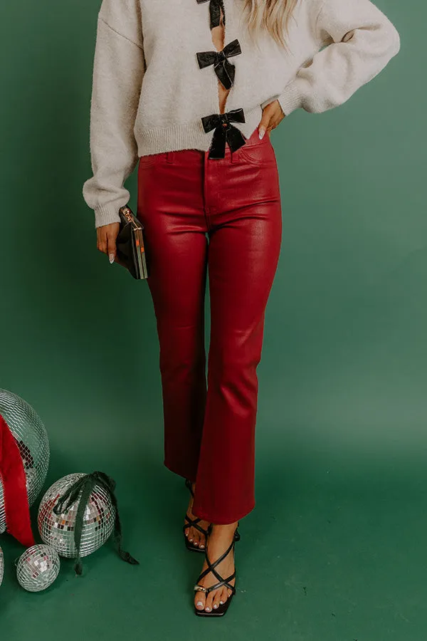 Just USA Aaliyah High Waist Coated Slim Crop Jean in Crimson sold by Impressions product image thumbnail 2