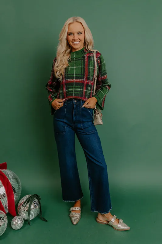 Full Of Cheer Plaid Knit Sweater in Green sold by Impressions