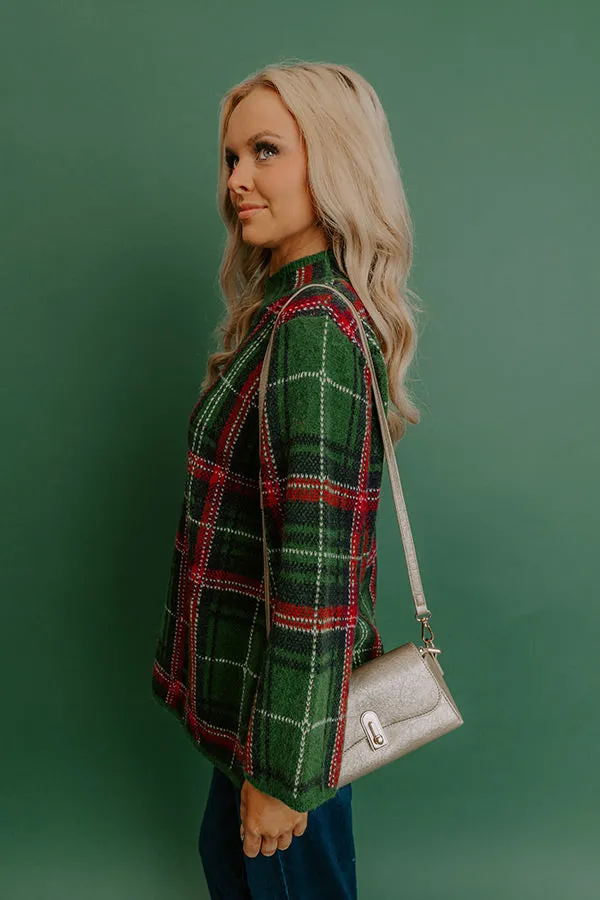 Full Of Cheer Plaid Knit Sweater in Green sold by Impressions product image thumbnail 5