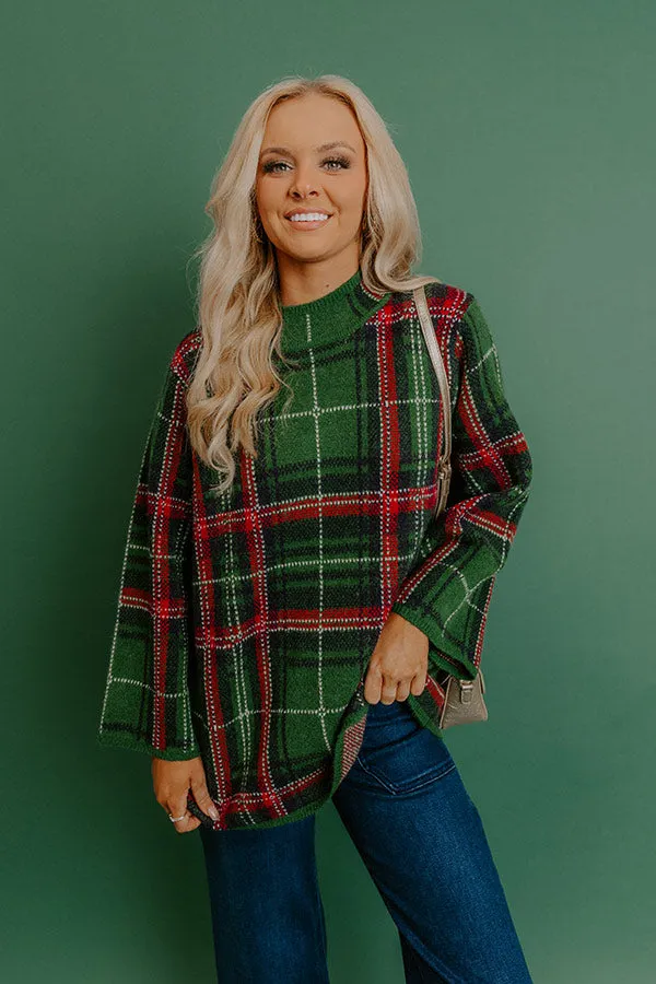 Full Of Cheer Plaid Knit Sweater in Green sold by Impressions product image thumbnail 2