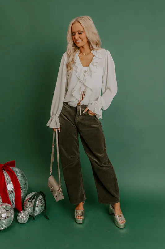 Just USA Brielle High Waist Corduroy Barrel Leg Pants sold by Impressions