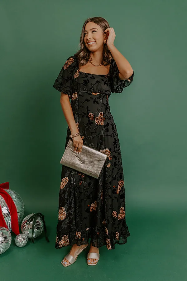 Brownstone Bliss Velvet Burnout Maxi Dress in Black sold by Impressions product image thumbnail 2
