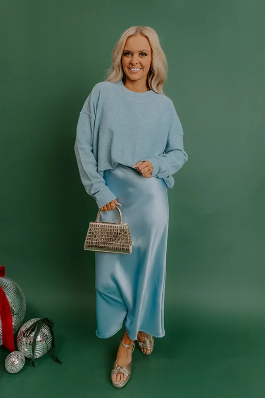 Cozy Embrace Oversized Knit Sweater in Sky Blue sold by Impressions