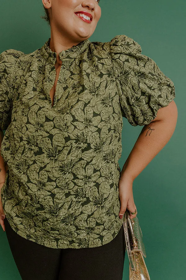 Holiday Party Jacquard Top in Olive Curves sold by Impressions product image thumbnail 4