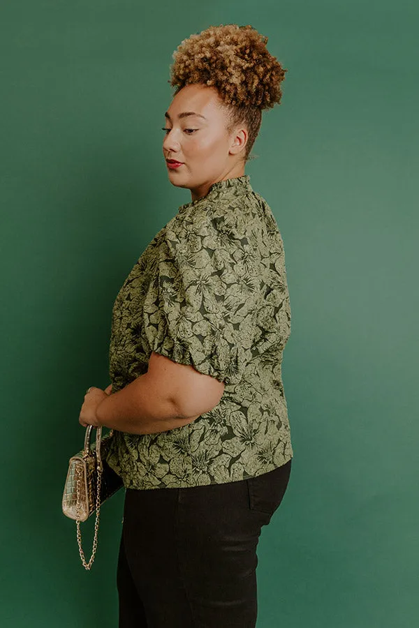 Holiday Party Jacquard Top in Olive Curves sold by Impressions product image thumbnail 5