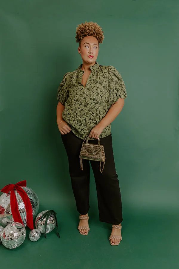 Holiday Party Jacquard Top in Olive Curves sold by Impressions product image thumbnail 2