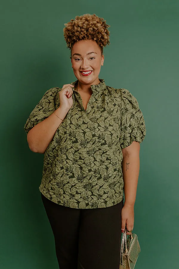 Holiday Party Jacquard Top in Olive Curves sold by Impressions product image thumbnail 3