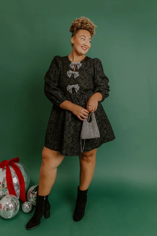 Better Bow-lieve It Jacquard Mini Dress Curves sold by Impressions