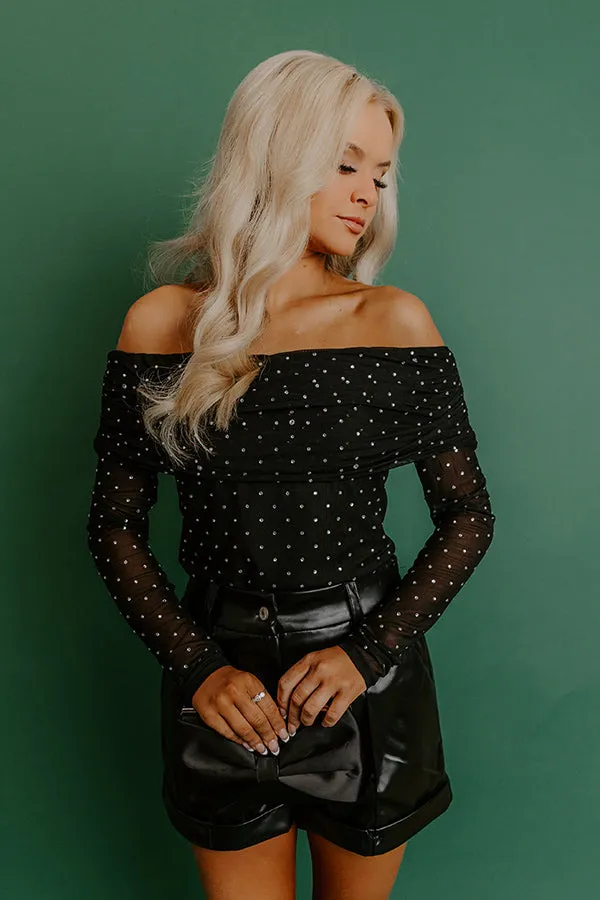 Total Spotlight Rhinestone Embellished Off Shoulder Top sold by Impressions