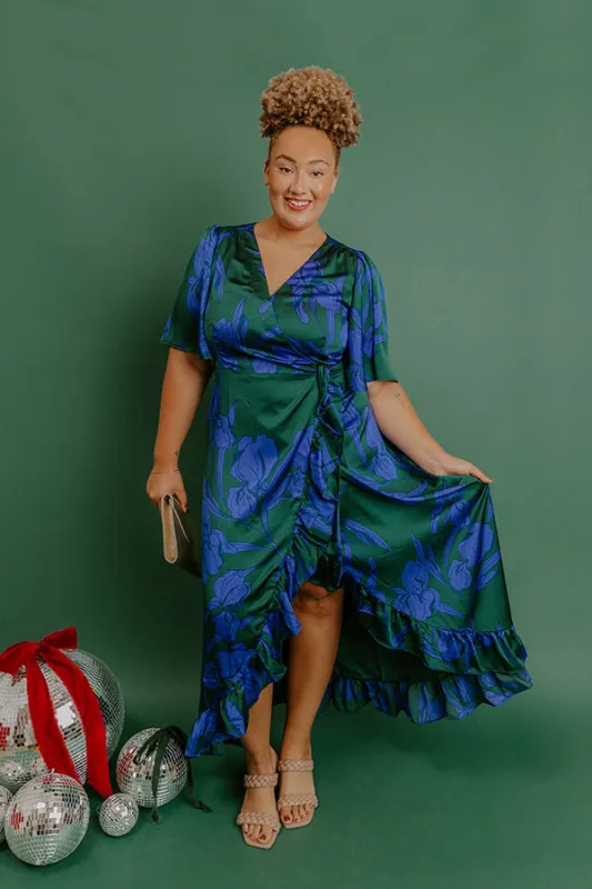 Whispered Florals Satin Wrap Maxi Dress Curves sold by Impressions