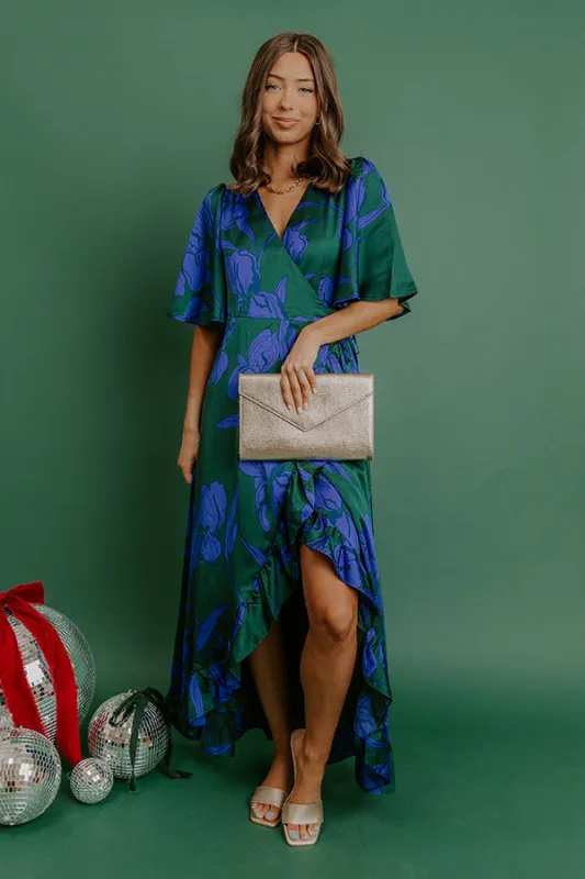 Whispered Florals Satin Wrap Maxi Dress sold by Impressions