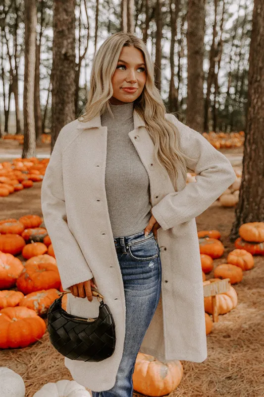 Madison Avenue Muse Boucle Button Down Coat in Light Oatmeal sold by Impressions