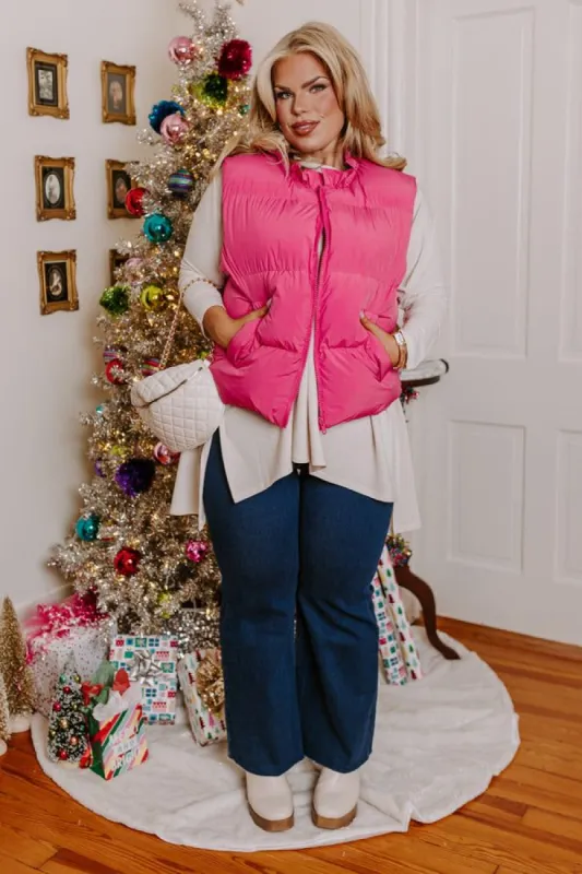 Cool Weather Inclined Puffer Vest in Bubblegum Pink Curves sold by Impressions
