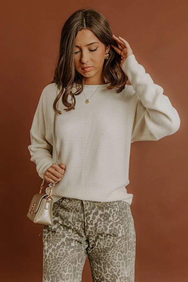 Cozy Vibes Waffle Knit Top in French Vanilla sold by Impressions