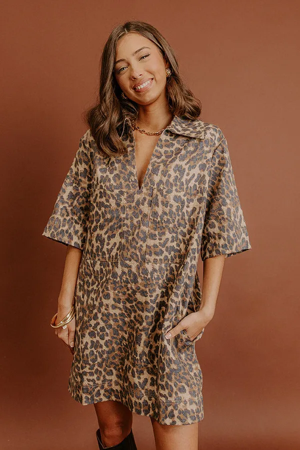 Metropolitan Mood Denim Leopard Mini Dress sold by Impressions product image thumbnail 5