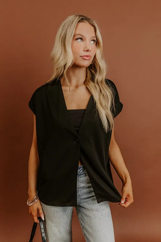 Chic Routine Oversized Vest Top in Black sold by Impressions