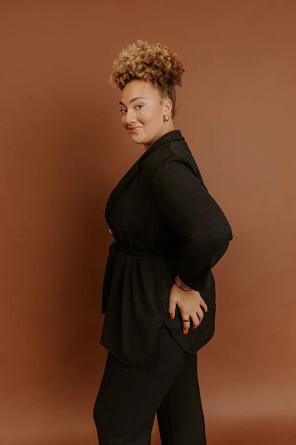 First Class Plans Belted Lightweight Jacket in Black Curves sold by Impressions product image thumbnail 3