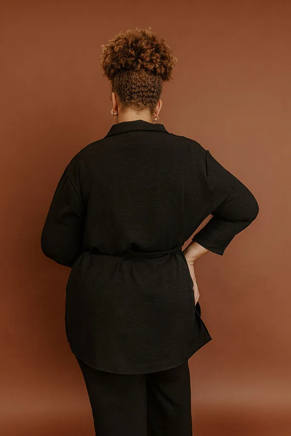 First Class Plans Belted Lightweight Jacket in Black Curves sold by Impressions product image thumbnail 4