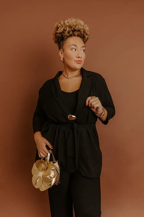 First Class Plans Belted Lightweight Jacket in Black Curves sold by Impressions