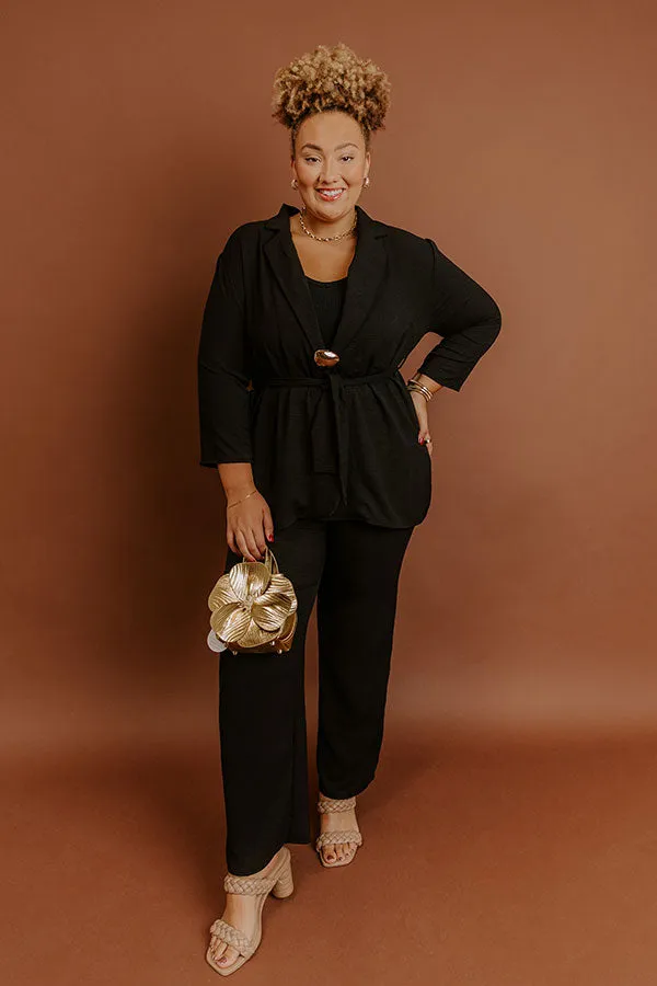 First Class Plans Belted Lightweight Jacket in Black Curves sold by Impressions product image thumbnail 2