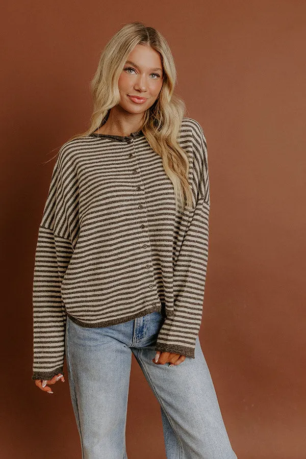 Sweet on You Stripe Knit Cardigan in Espresso sold by Impressions product image thumbnail 3