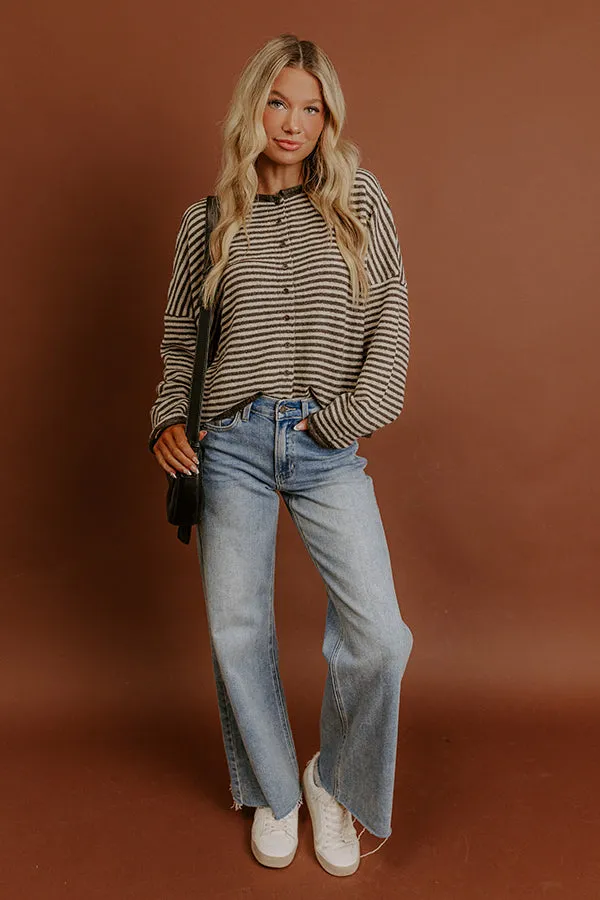 Sweet on You Stripe Knit Cardigan in Espresso sold by Impressions product image thumbnail 4