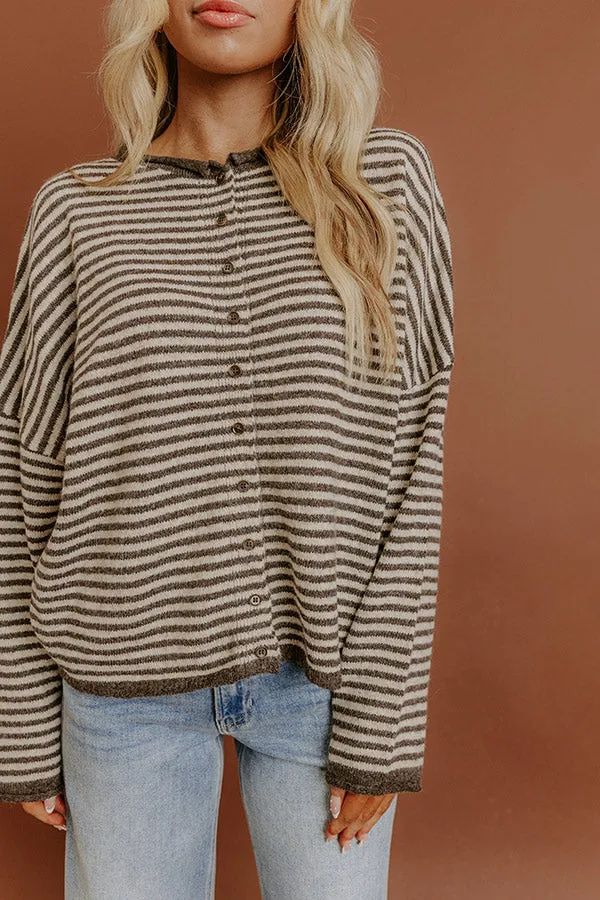 Sweet on You Stripe Knit Cardigan in Espresso sold by Impressions product image thumbnail 2