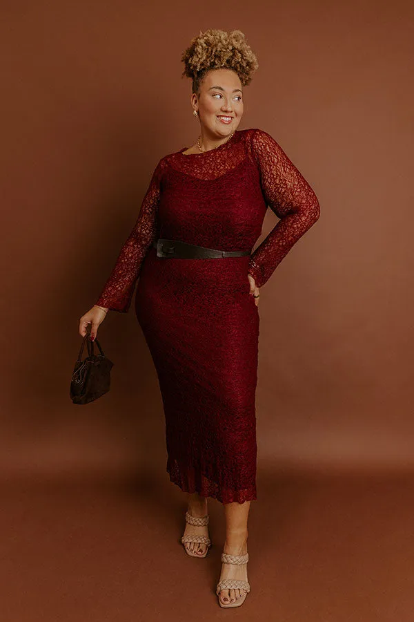Twilight Muse Lace Maxi Dress in Merlot Curves sold by Impressions product image thumbnail 2