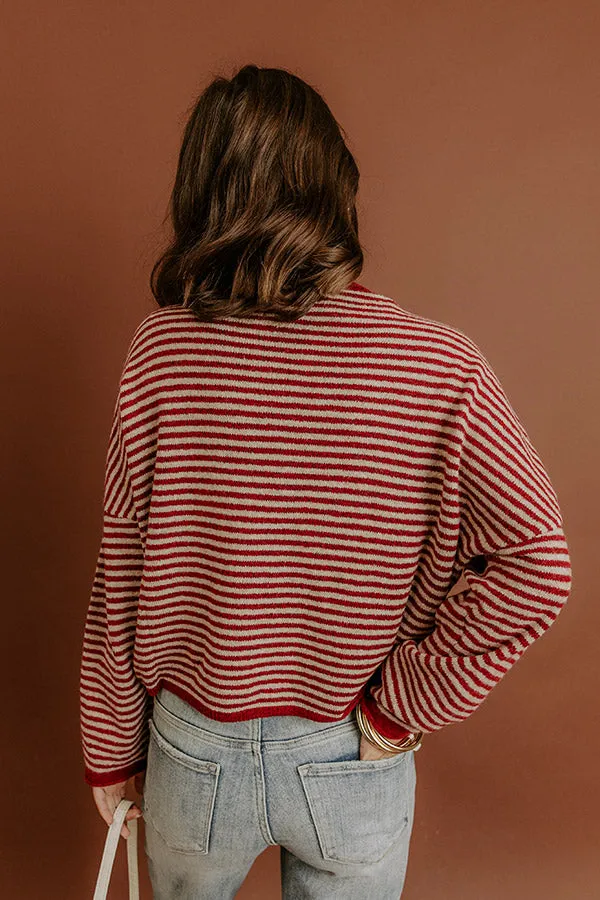 Sweet on You Stripe Knit Cardigan in Wine sold by Impressions product image thumbnail 5