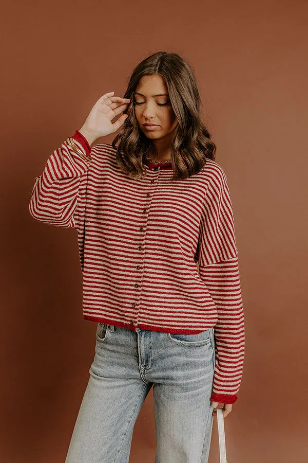 Sweet on You Stripe Knit Cardigan in Wine sold by Impressions product image thumbnail 3