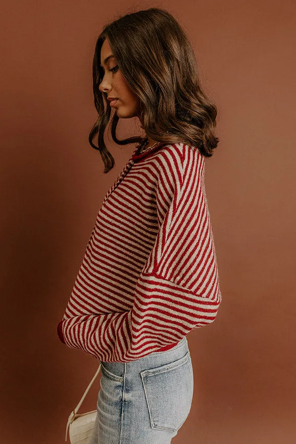Sweet on You Stripe Knit Cardigan in Wine sold by Impressions product image thumbnail 4
