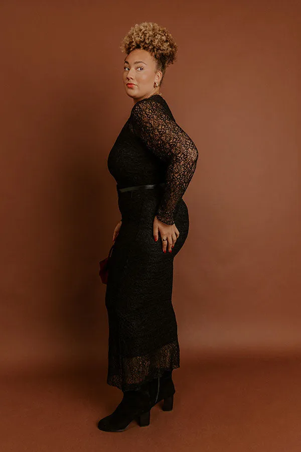 Twilight Muse Lace Maxi Dress in Black Curves sold by Impressions product image thumbnail 5