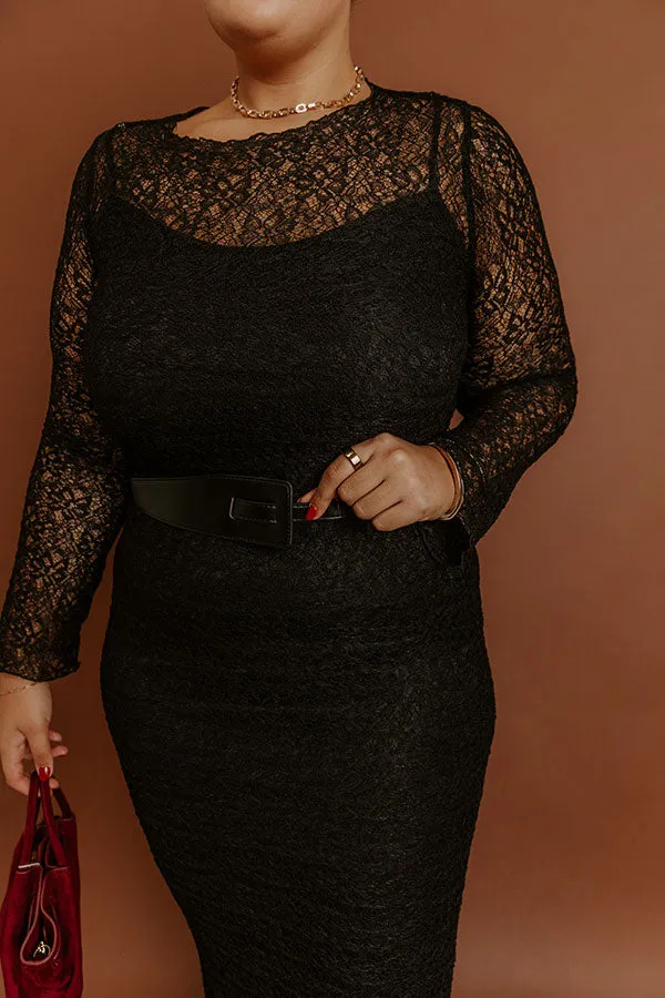 Twilight Muse Lace Maxi Dress in Black Curves sold by Impressions product image thumbnail 4